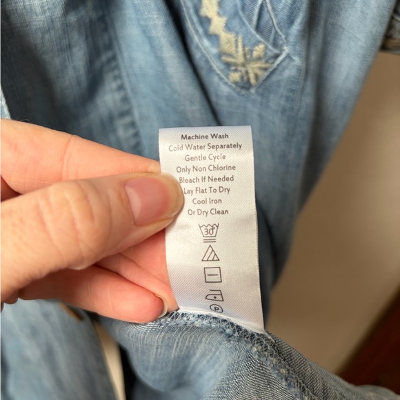 Kyla Seo Embroidered Chambray Laramie Jacket Dress Handmade India Boho Size L - Picture 12 of 12